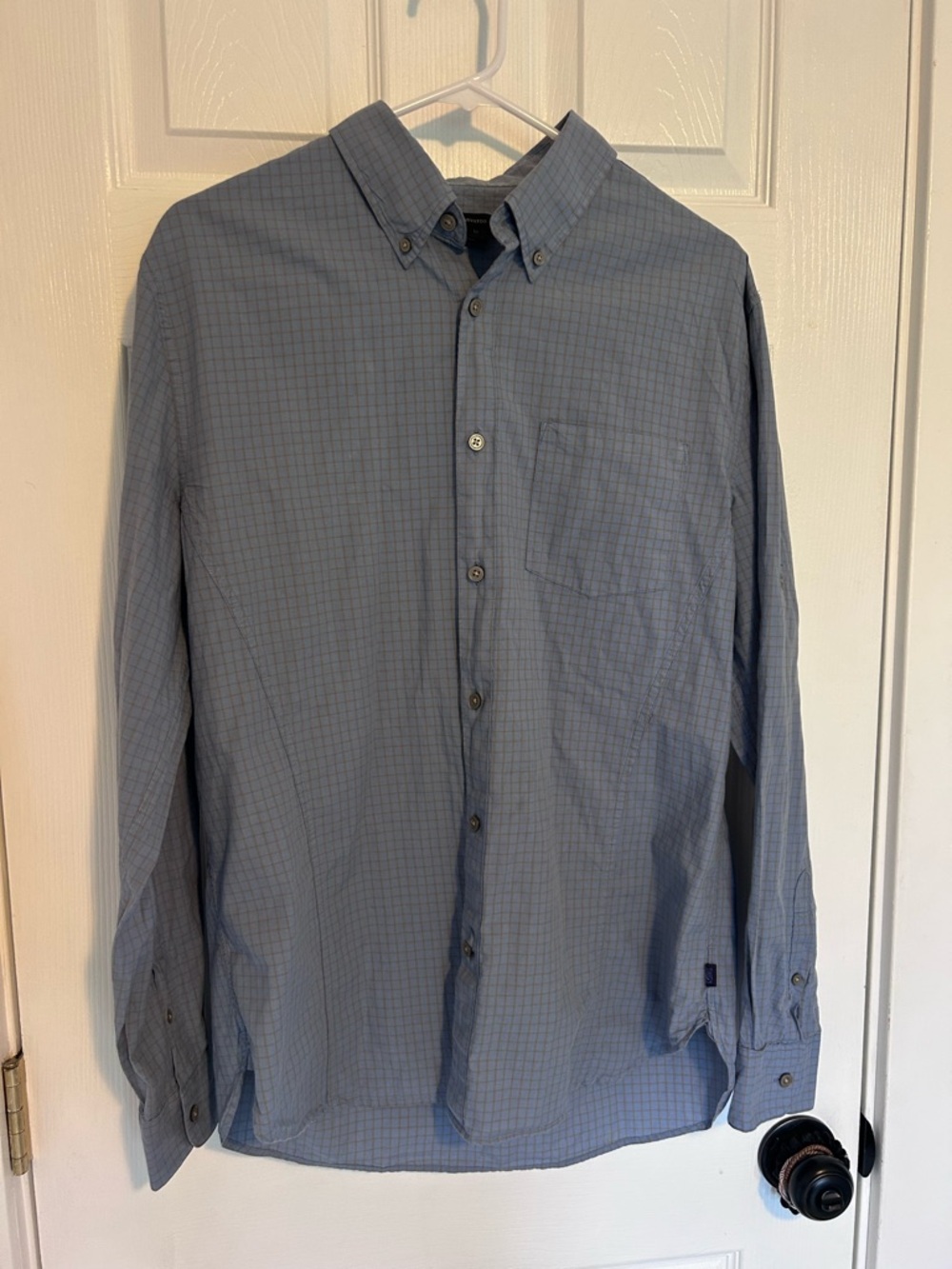 John Varvatos Blue Windowpane Button-Down Shirt